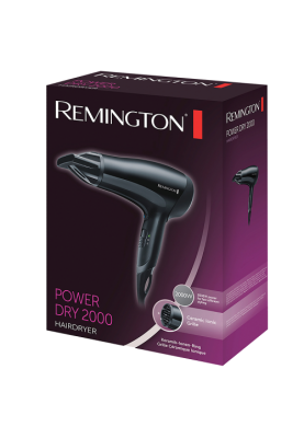 Фен Remington D3010, Black, 2000W, 3 режими, 2 швидкості, подача холодного повітря