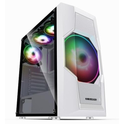 Корпус 2E Gaming TURBO White, без БЖ, Mid Tower, для ATX / Micro ATX / Mini ITX, 2xUSB 2.0, 1xUSB 3.0, 1x200 мм ARGB / 3x120 мм ARGB, бічна панель із загартованого скла (2E-G2057W)
