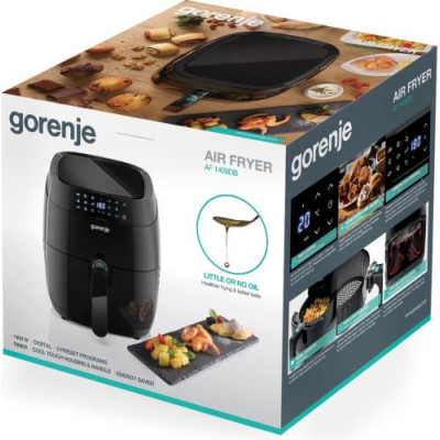 Мультипіч Gorenje AF1409DB Black, 1400W, 3.5л, керування сенсорним, таймер автовідключення, антипригарне покриття чаші, неслизькі ніжки