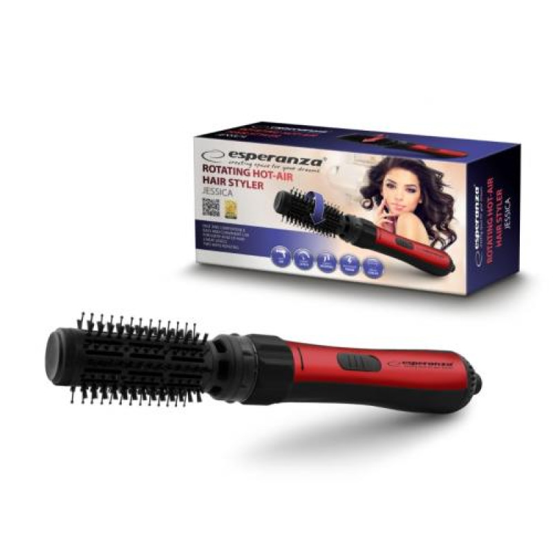 Фен-щітка Esperanza EBL008 Jessica, Black/Red, 1000 Вт, 3 режими, діаметр 50 мм