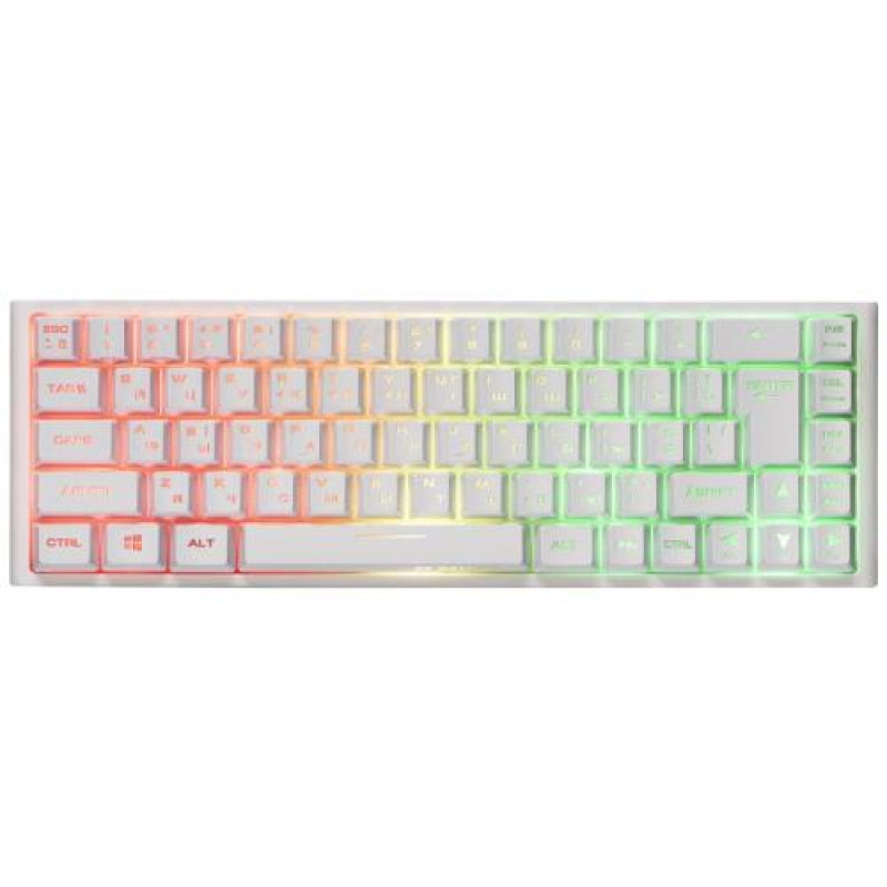 Клавіатура бездротова 2E KG360 GAMING, White, 2.4GHz, мембранна, компактна, RGB-підсвічування (3 режими), захист від вологи, м'який тайпінг, 1000 mAh (2E-KG360UWT)