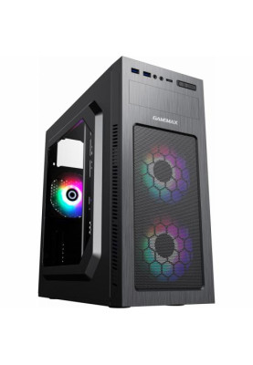 Корпус GameMax MT525-2U3TYC Black, без БЖ, Mid Tower, ATX / Micro ATX / Mini ITX, 2хUSB 3.0, Type-C, 3x120mm, 417x200x425 мм (MT525-2U3TYC-3FAN)
