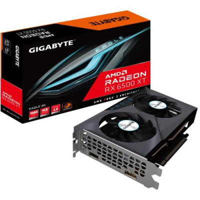 Відеокарта Radeon RX 6500 XT, Gigabyte, EAGLE, 4Gb GDDR6, 64-bit, HDMI/DP, 2825/18000 MHz, 6-pin (GV-R65XTEAGLE-4GD)