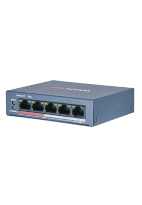 Комутатор PoE Hikvision DS-3E0105P-E/M(B), 4x10/100 PoE, 1хRJ45 Uplink, 105х83х28 мм, Black