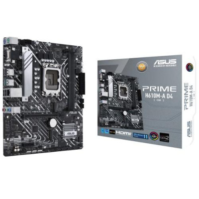 Мат.плата LGA1700, Asus PRIME H610M-A D4-CSM, H610, 2xDDR4, Int.Video(CPU), 4xSATA3, 2xM.2, 1xPCI-E 16x 4.0, 1xPCI-E 1x 3.0, 1xM.2 (Key E), ALC997, I225V, 3xUSB3.2/6xUSB2.0, VGA/HDMI/DP, MicroATX