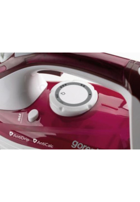 Праска Gorenje SIH3000RBC Red/White, 3000W, з парою, керамічне покриття, ємність для води 350 мл, постійна пара 40 г/хв, паровий удар 105 г/хв