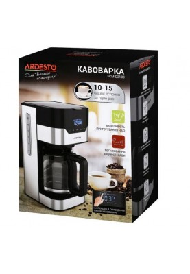 Кавоварка Ardesto FCM-D3100, Black/Silver, 900W, крапельна, 1.5л, дисплей, таймер, рег. міцності