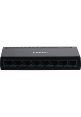 Комутатор Dahua DH-PFS3008-8GT-L Black, 8x RJ45 (10/100/1000M), до 16 Гбит, 11.9Mpps, DC 5В/1А; -10º ~ +55ºC; 125x65x22 мм.