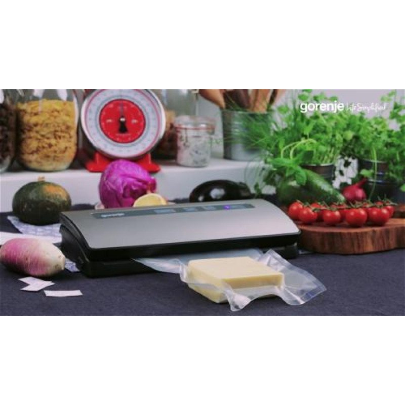 Вакуумний пакувальник Gorenje VS120E, Silver, 120W, електронне управління, функція запаювання та вакуумування