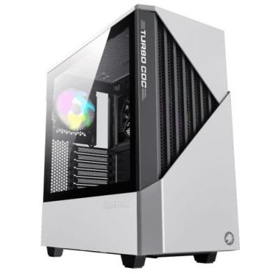 Корпус GameMax Contac COC WB White/Black, Midi Tower, без БЖ, для EATX / ATX / Micro ATX / Mini ITX, 2xUSB 3.0, 1x120/1x140 мм ARGB Fan, 1xCOC Turbo Fan, бічна панель із загартованого скла, 438x210x468 мм