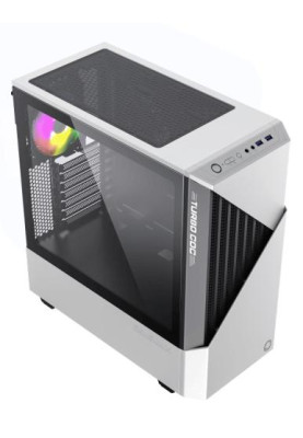 Корпус GameMax Contac COC WB White/Black, Midi Tower, без БЖ, для EATX / ATX / Micro ATX / Mini ITX, 2xUSB 3.0, 1x120/1x140 мм ARGB Fan, 1xCOC Turbo Fan, бічна панель із загартованого скла, 438x210x468 мм