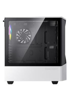 Корпус GameMax Contac COC WB White/Black, Midi Tower, без БЖ, для EATX / ATX / Micro ATX / Mini ITX, 2xUSB 3.0, 1x120/1x140 мм ARGB Fan, 1xCOC Turbo Fan, бічна панель із загартованого скла, 438x210x468 мм