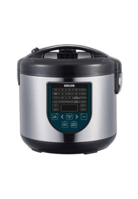 Мультиварка Edler EDMC-2006 Black, 860 Вт, 5 л, 25 програм, світлодиодний дисплей, мульти-кухар, відкладений старт, мірний стакан, ложка для рису, ложка для супу, лоток для приготування на пару, механічне керування