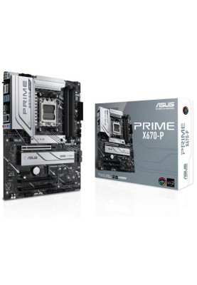 Материнська плата AM5 Asus PRIME X670-P, X670, 4xDDR5, Int.Video (CPU), 6xSATA3, 3xM.2, 3xPCI-E 4.0 16x, 1xPCI-E 3.0 1x, 1xM.2 (Key E), S1220A, Realtek 2.5Gb, 10xUSB3.2/6xUSB2.0, HDMI/DP, ATX