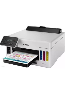 Принтер струменевий кольоровий A4 Canon MAXIFY GX5040, White/Black, WiFi, 1200x600 dpi, дуплекс, до 24/15.5 стр/хв, 2-рядковий поворотний РК-екран, USB / Lan, вбудоване СБПЧ, чорнило GI-46 (5550C009)