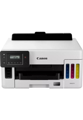 Принтер струменевий кольоровий A4 Canon MAXIFY GX5040, White/Black, WiFi, 1200x600 dpi, дуплекс, до 24/15.5 стр/хв, 2-рядковий поворотний РК-екран, USB / Lan, вбудоване СБПЧ, чорнило GI-46 (5550C009)