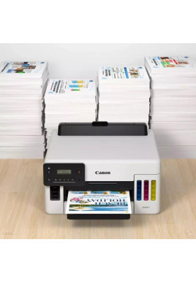 Принтер струменевий кольоровий A4 Canon MAXIFY GX5040, White/Black, WiFi, 1200x600 dpi, дуплекс, до 24/15.5 стр/хв, 2-рядковий поворотний РК-екран, USB / Lan, вбудоване СБПЧ, чорнило GI-46 (5550C009)