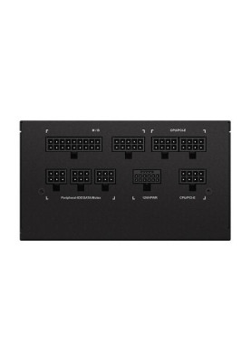 Блок живлення 1000 Вт, Gigabyte UD1000GM PG5, Black, модульний, 120 мм, PFC, 80 Plus Gold, MB: 20+4 pin, CPU: 2 x 4+4 pin, VGA: 4 x 6+2 pin / 1 x 12+4 pin, 3xMolex / 1xFDD / 8xSATA, Захист: OVP/OPP/SCP/UVP/OCP/OTP (GP-UD1000GM PG5)