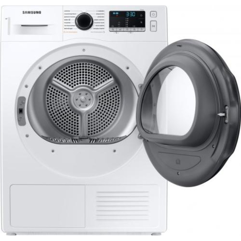 Сушильна машина Samsung DV90TA040AE/UA, White, 9 кг, 14 программ, дисплей, з тепловим насосом, внутрішнє освітлення барабану, A++, 85x60x60 см