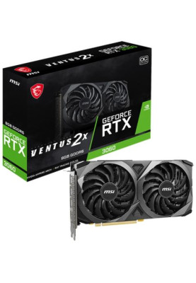 Відеокарта GeForce RTX 3060, MSI, VENTUS 2X OC, 8Gb GDDR6, 128-bit, HDMI/3xDP, 1807/15000 MHz, 8-pin (RTX 3060 VENTUS 2X 8G OC)