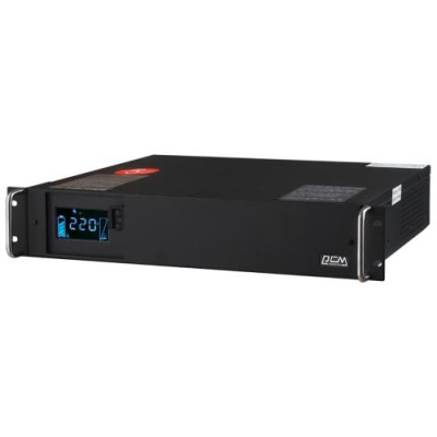 Джерело безперебійного живлення PowerCom KIN-1500AP RM LCD (2U), Black, інтерактивний, монтується у стійку, 1500 ВА, 1200 Вт, 6хIEC, RS-232, захист локальної мережі
