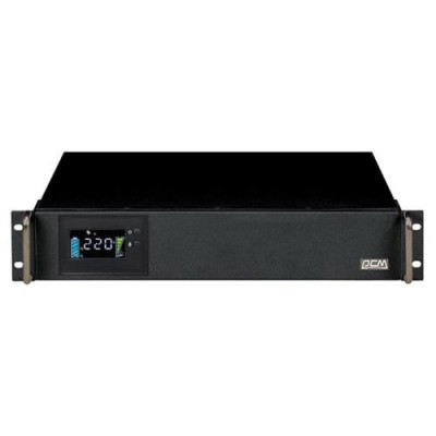 Джерело безперебійного живлення PowerCom KIN-1500AP RM LCD (2U), Black, інтерактивний, монтується у стійку, 1500 ВА, 1200 Вт, 6хIEC, RS-232, захист локальної мережі