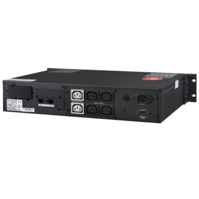 Джерело безперебійного живлення PowerCom KIN-1500AP RM LCD (2U), Black, інтерактивний, монтується у стійку, 1500 ВА, 1200 Вт, 6хIEC, RS-232, захист локальної мережі