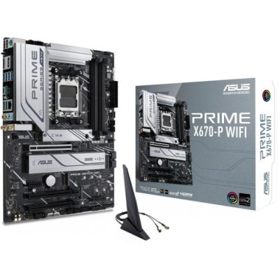 Материнська плата AM5 Asus PRIME X670-P WIFI, X670, 4xDDR5, Int.Video (CPU), 6xSATA3, 3xM.2, 3xPCI-E 4.0 16x, 1xPCI-E 3.0 1x, S1220A, Realtek 2.5Gb, WiFi 6, Bluetooth 5.2, 10xUSB3.2/6xUSB2.0, HDMI/DP, ATX