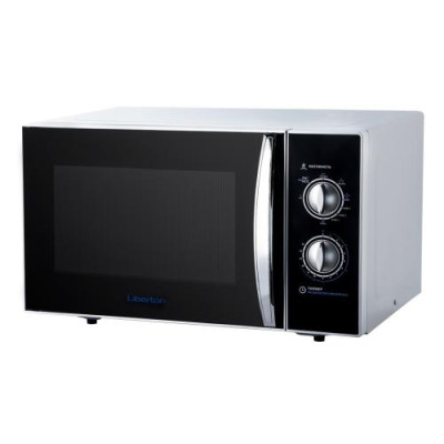 Мікрохвильова піч Liberton LMW-2381MG Black/White, 800W, 23 л, гриль, 9 рівнів потужності, керування поворотним перемикачем, діаметр поворотного столу 27 см