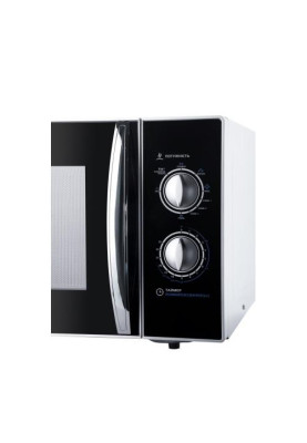 Мікрохвильова піч Liberton LMW-2381MG Black/White, 800W, 23 л, гриль, 9 рівнів потужності, керування поворотним перемикачем, діаметр поворотного столу 27 см
