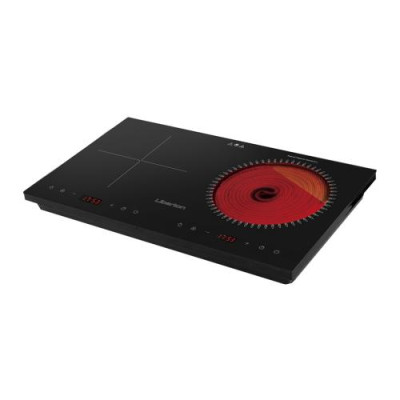 Настільна плита Liberton LCC-3900, Black, 3500W (2000+1500), інфрачервона+індукційна, 8 режимів, 2 конфорки, управління сенсорне, склокераміка, дисплей, таймер