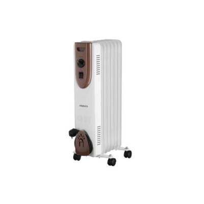 Обігрівач масляний Ardesto OFH-07X1, White/Bronze, 1500W, підлоговий, 7 секцій, рекомендована площа обігріву 15 м², електронне управління, захист від перегріву, датчик перекидання