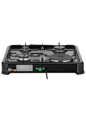 Настільна плита Ardesto CTC-NS5015B, Black, комбінована, 4 конфорки, емаль, поворотні перемикачі, 10.5x52x52 см