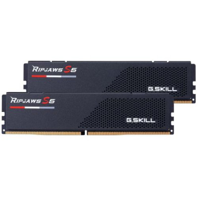 Пам'ять 16Gb x 2 (32Gb Kit) DDR5, 6000 MHz, G.Skill Ripjaws S5, Black, 36-36-36-96, 1.35V, з радіатором (F5-6000J3636F16GX2-RS5K)