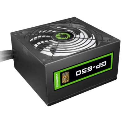 Блок живлення 650 Вт, GameMax GP-650, Black, 80+ Bronze, Active PFC, 14 см, 3xMolex / 5xSATA / 2x6+2-pin / 1x4+4-pin / 1x20+4-pin, захист OVP / UVP / SIP / OCP / OLP / OPP / SCP