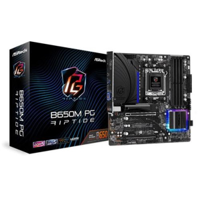 Материнська плата AM5 ASRock B650M PG Riptide, B650, 4xDDR5, Int.Video (CPU), 4xSATA3, 2xM.2, 2xPCI-E 4.0 16x, 2xPCI-E 3.0 1x, ALC897, RTL8125BG, 9xUSB3.2/8xUSB2.0, HDMI/DP, CrossFire, MicroATX