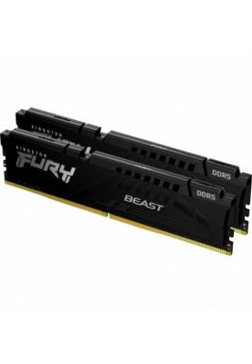 Пам'ять 32Gb x 2 (64Gb Kit) DDR5, 5600MHz, Kingston Fury Beast, Black, 36-38-38, 1.25V, з радіатором (KF556C36BBEK2-64)