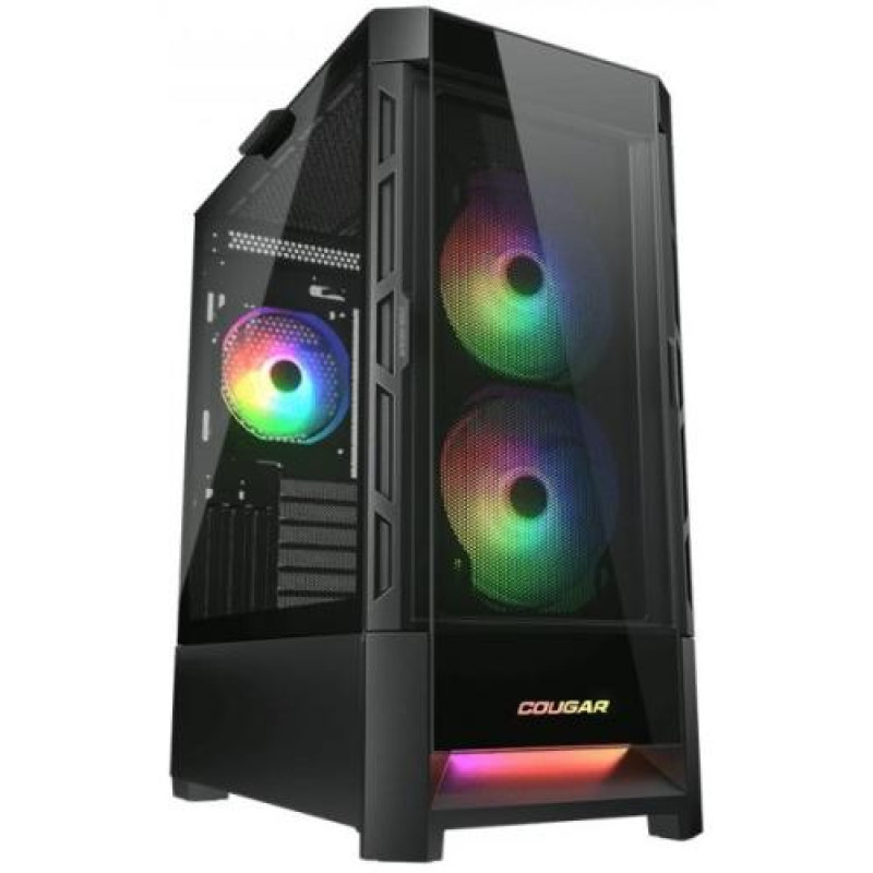Корпус Cougar Duoface RGB Black, без БЖ, ATX / Micro ATX / Mini ITX, USB 3.0 x2, USB 2.0 x1, RGB підсвічування, 2x140 ARGB, 1x120 ARGB, загартоване скло, 230x491x386 мм