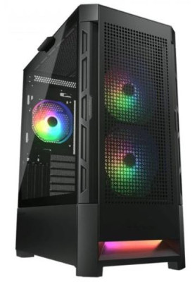 Корпус Cougar Duoface RGB Black, без БЖ, ATX / Micro ATX / Mini ITX, USB 3.0 x2, USB 2.0 x1, RGB підсвічування, 2x140 ARGB, 1x120 ARGB, загартоване скло, 230x491x386 мм