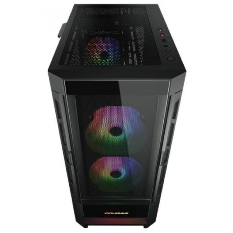 Корпус Cougar Duoface RGB Black, без БЖ, ATX / Micro ATX / Mini ITX, USB 3.0 x2, USB 2.0 x1, RGB підсвічування, 2x140 ARGB, 1x120 ARGB, загартоване скло, 230x491x386 мм