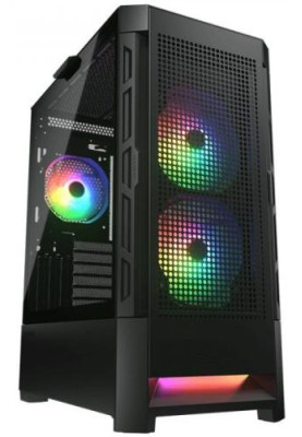 Корпус Cougar Airface RGB Black, без БЖ, ATX / Micro ATX / Mini ITX, USB 3.0 x2, USB 2.0 x1, RGB підсвічування, 2x140 ARGB, 1x120 ARGB, загартоване скло, 230x491x386 мм