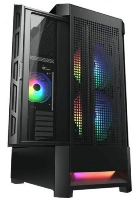 Корпус Cougar Airface RGB Black, без БЖ, ATX / Micro ATX / Mini ITX, USB 3.0 x2, USB 2.0 x1, RGB підсвічування, 2x140 ARGB, 1x120 ARGB, загартоване скло, 230x491x386 мм