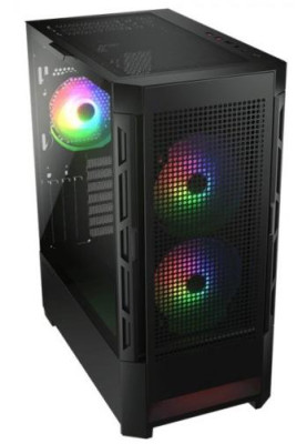 Корпус Cougar Airface RGB Black, без БЖ, ATX / Micro ATX / Mini ITX, USB 3.0 x2, USB 2.0 x1, RGB підсвічування, 2x140 ARGB, 1x120 ARGB, загартоване скло, 230x491x386 мм