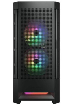 Корпус Cougar Airface RGB Black, без БЖ, ATX / Micro ATX / Mini ITX, USB 3.0 x2, USB 2.0 x1, RGB підсвічування, 2x140 ARGB, 1x120 ARGB, загартоване скло, 230x491x386 мм