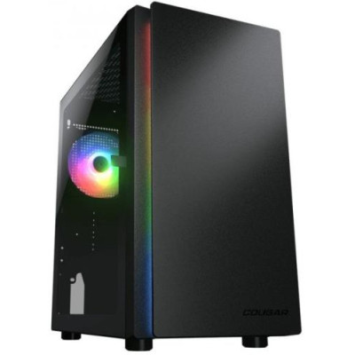 Корпус Cougar Purity RGB Black, без БЖ, Micro ATX / Mini ITX, USB 3.0 x2, USB 2.0 x1, RGB підсвічування, 1x120 ARGB, загартоване скло, 200x392x360 мм