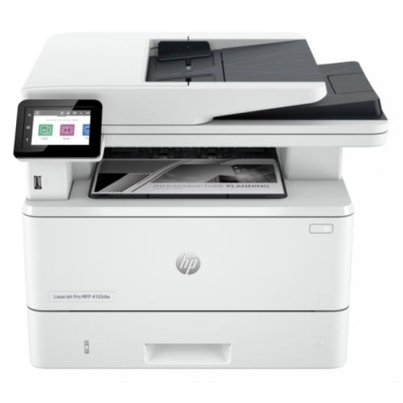 БФП лазерний ч/б A4 HP LaserJet Pro 4103dw, Grey, WiFi, 1200x1200 dpi, дуплекс, до 40 стор/хв, кольоровий сенсорний екран 2.7", USB / Lan, картридж 151A (2Z627A)