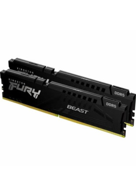 Пам'ять 8Gb x 2 (16Gb Kit) DDR5, 5600 MHz, Kingston Fury Beast, Black, 36-38-38, 1.25V, з радіатором (KF556C36BBEK2-16)