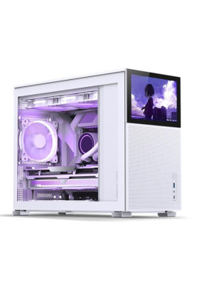 Корпус Jonsbo D31 MESH SCREEN, White, без БЖ, Mini Tower, для Micro ATX / DTX / Mini ITX, 8" TFT екран (1280x800, 60 Гц), CPU до 168 мм / VGA до 400 мм, бічна панель із загартованого скла