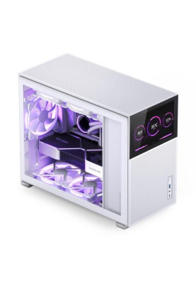 Корпус Jonsbo D31 MESH SCREEN, White, без БЖ, Mini Tower, для Micro ATX / DTX / Mini ITX, 8" TFT екран (1280x800, 60 Гц), CPU до 168 мм / VGA до 400 мм, бічна панель із загартованого скла