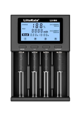 Зарядний пристрій LiitoKala Lii-M4, Black,3.7V/1.2V, AA/AAA, 18650/26650/16340/14500/10440/18500, вимірювання ємності